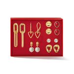 Set-x8-aretes-ba�ados-en-oro-de-24K-colgantes-y-cortos