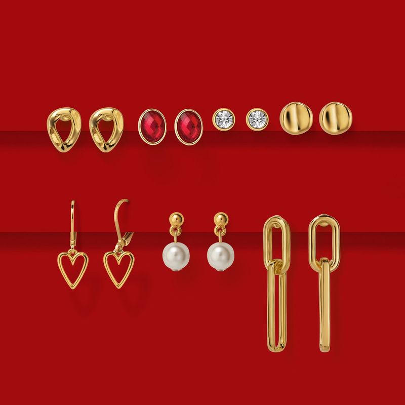 Set-x8-aretes-ba�ados-en-oro-de-24K-colgantes-y-cortos