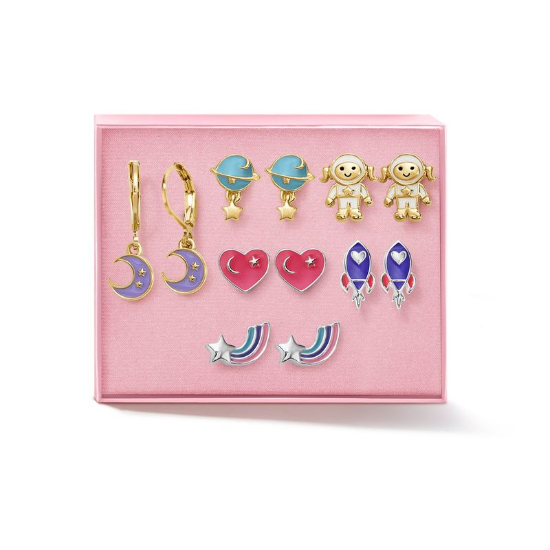 Set-x6-aretes-para-ni�a-ba�ados-en-oro-de-24K