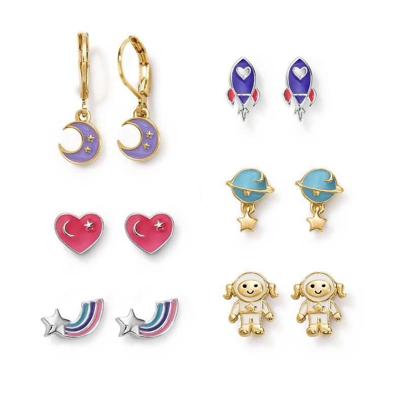 Set-x6-aretes-para-ni�a-ba�ados-en-oro-de-24K