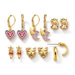 Set-x6-pares-de-aretes-para-ni�a-ba�ados-en-oro-de-24K
