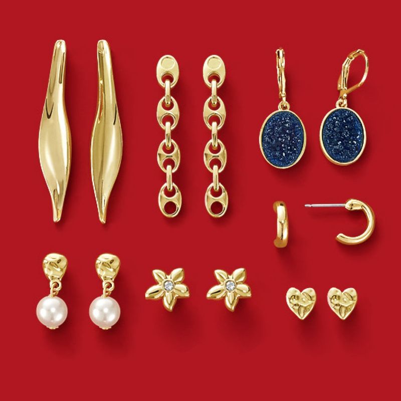 Set-7-pares-de-aretes-ba�ados-en-oro