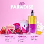 Rutina-de-la-linea-My-Moment-Paradise-con-el-exfoliante-hidratante-corporal-y-la-colonia-bifasica