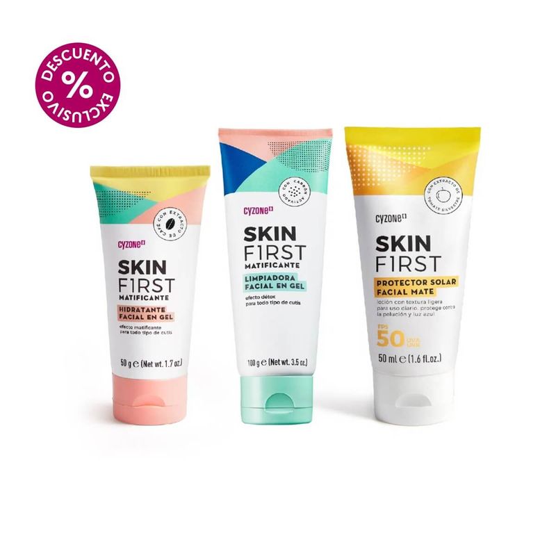 set-skin-first-hidratante---limpiadora---protector-solar-
